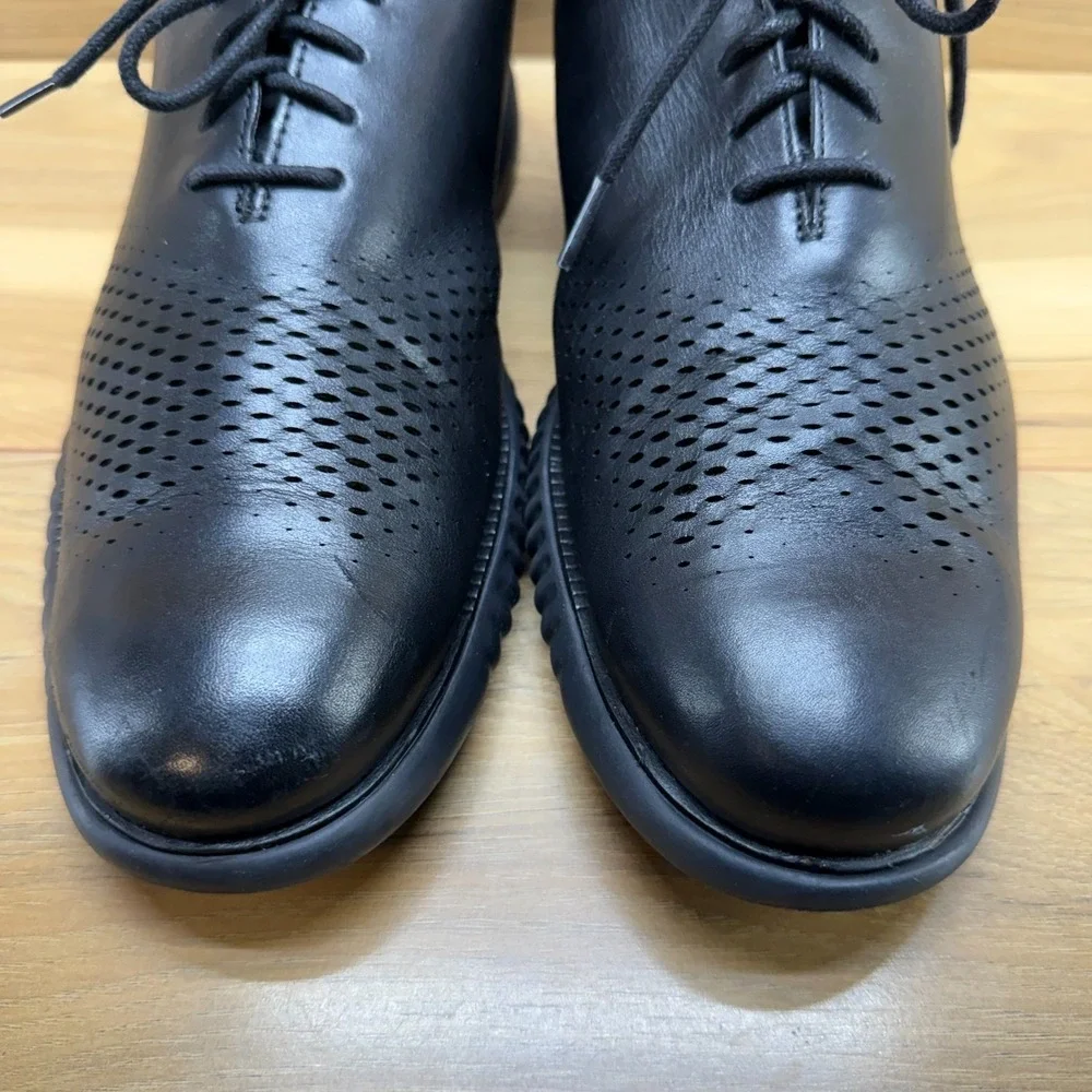 Cole Haan Zero Grand Perforated Laser Cut Oxford 12 W Black Leather Business